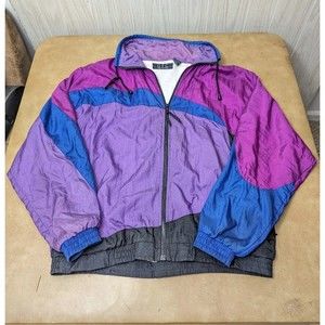 Vintage 90s colorblock windbreaker Medium Women's Blue Purple Pink Nylon